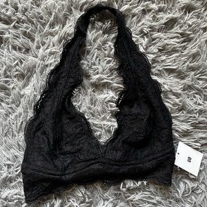 Lace halter Urban outfitters bralette: black